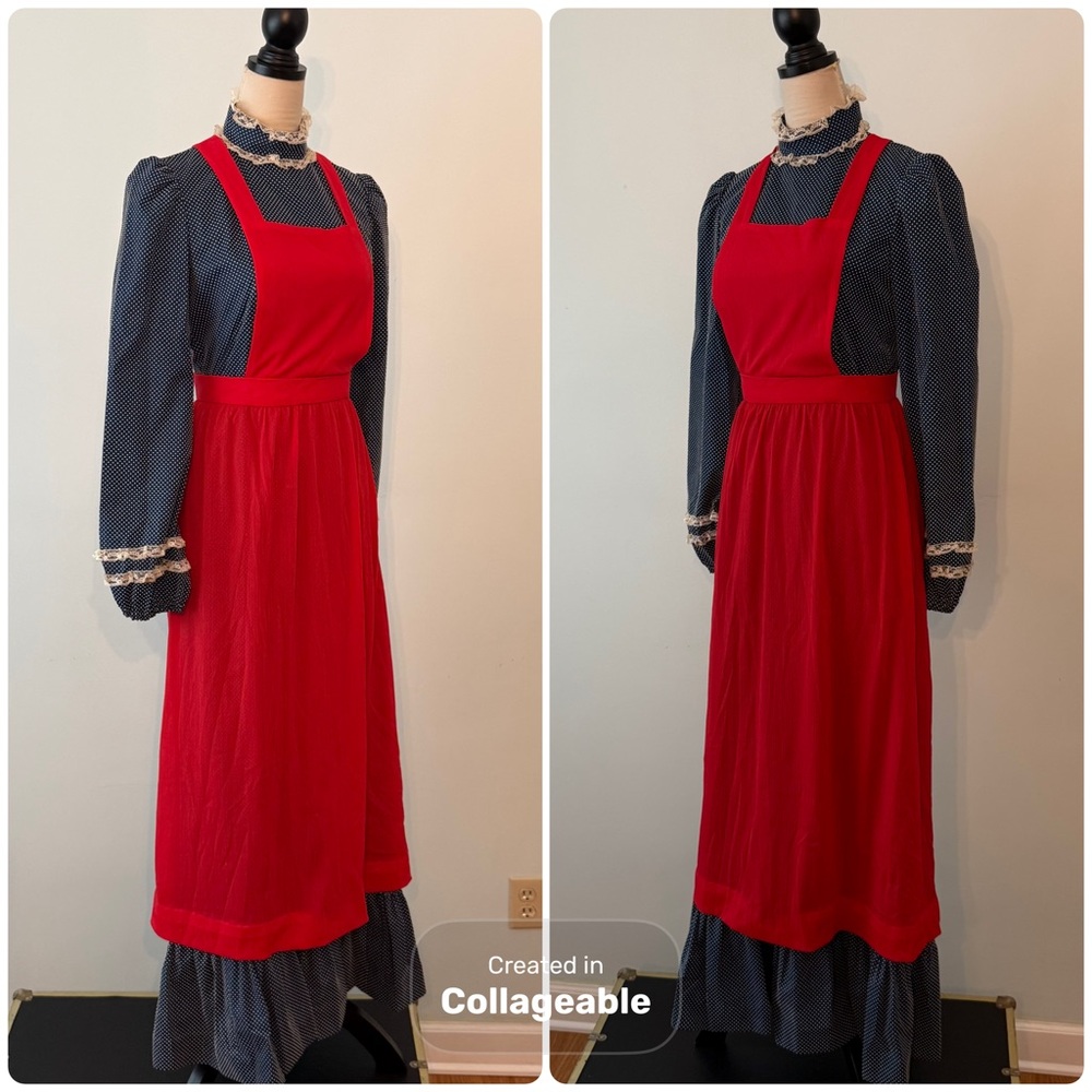 Vintage Handmade Dress with Red Apron Sz S - Picture 7 of 16